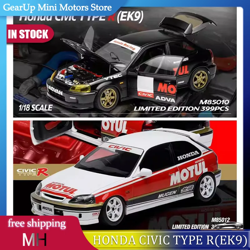 

New In Stock Motorhelix Mh 1:18 Honda Civic Type R(Ek9) Alloy Miniature Diecast Model Motul Verison Honda Civic Kids Toys Gift