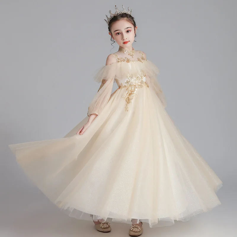 

Children's Formal Princess 's Host Evening Little 's Birthday Flower Girl Piano Performance Dress Puff