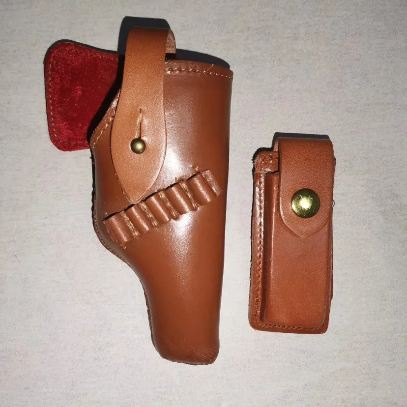 64/77 Film Prop Children's Toy Quick-Draw Holster Type 77 Cartridge Holster Yellow Cowhide Waist Pistol Holster