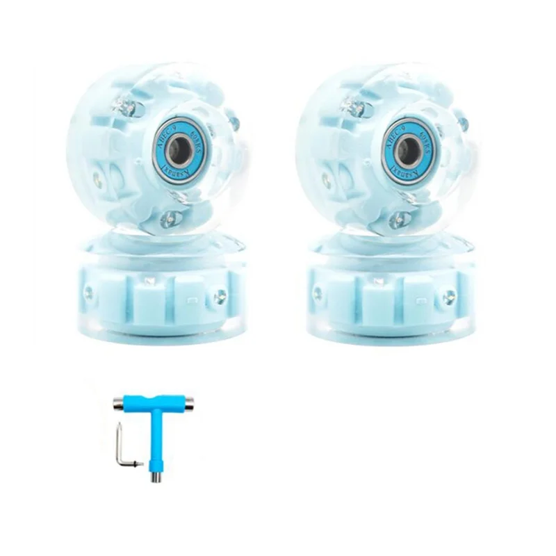 YHOLI-6LED Roller Skate Wheels - Skateboard Wheels Light Up Quad Wheels Double Row Skating