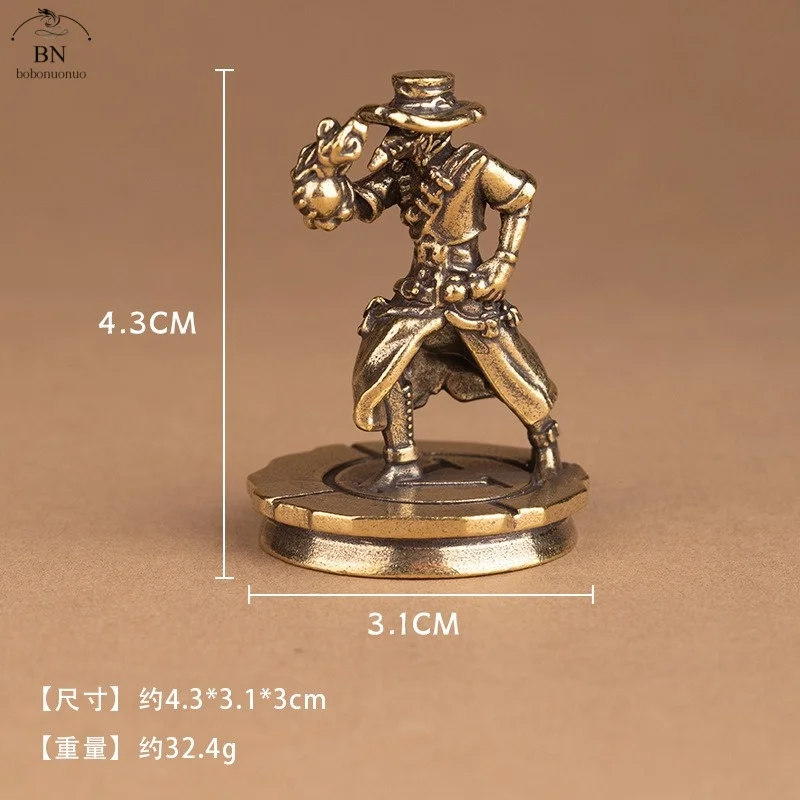 solid Brass Dance Cowboy Figurines Miniatures Vintage Metal Characters Model Statue Desktop Toy Ornament Decoration Collection