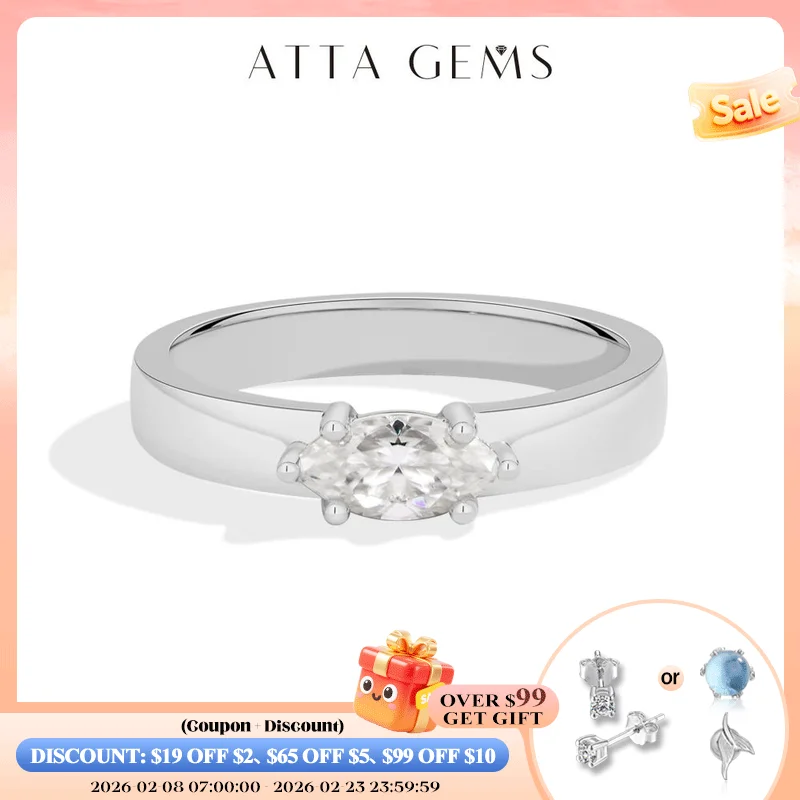 

Кольцо ATTAGEMS из стерлингового серебра 925 пробы с муассанитом 0.5 карата, огранка «маркиз», цвет D, чистота VVS1, солитер, для женщин, на помолвку, подарок на День святого Валентина