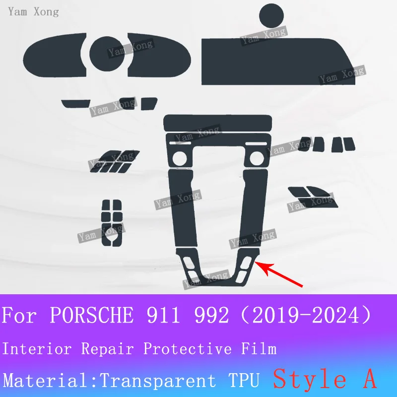 For Porsche 911 992 2019-2024 Car Interior Film Navigation Screen Protection Sticker Gear Panel Transparent Anti-scratch Films view 6