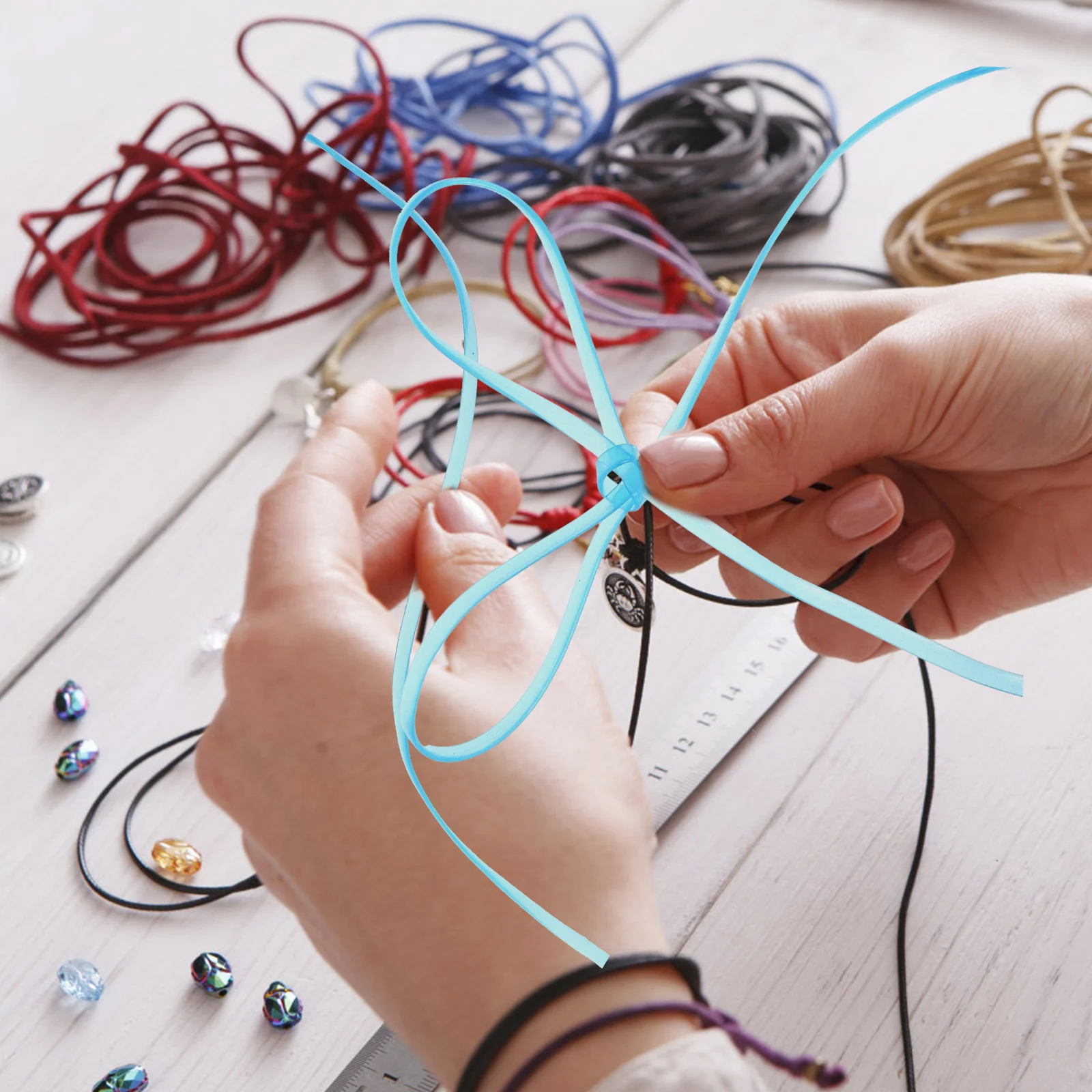 

1 set 1 Set Plastic Flat Lanyard Strings Diy Crafts Making Kit Bracelets Keychains Woven Rope Accessories Colored Lacing Cords