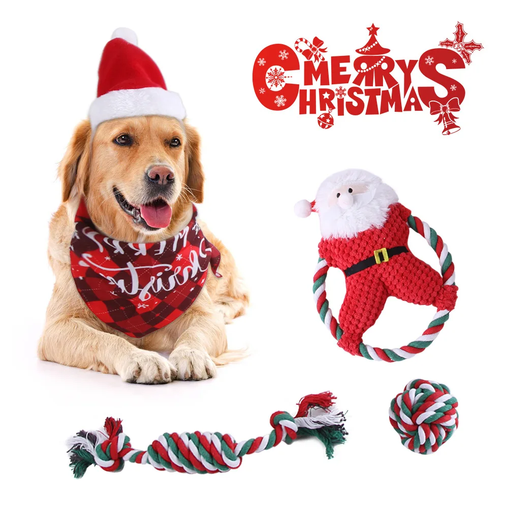 

Gifts For Your Baby Pets New pet Christmas supplies set molars cotton rope pet clothing pet toys combination