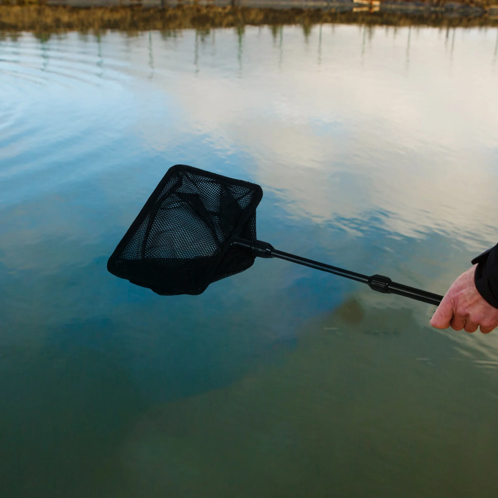 Red de aterrizaje telescópica tamaño M malla de nailon duradera extensible poste de plástico resistente al deslizamiento red de captura de peces para lagos