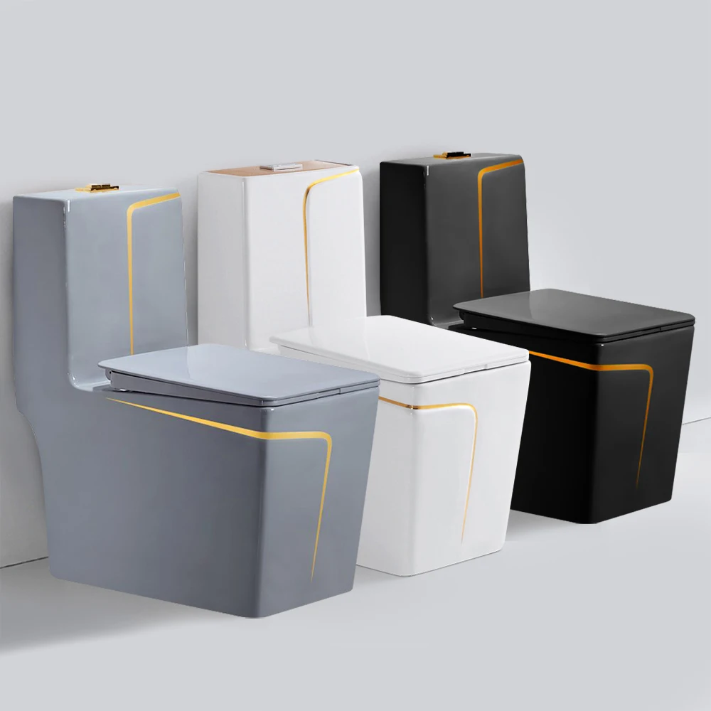 

Black Modern Washdown One Piece Toilet Bidet Pots For Bathroom Square Ceramic Round Chaozhou 20 Sets