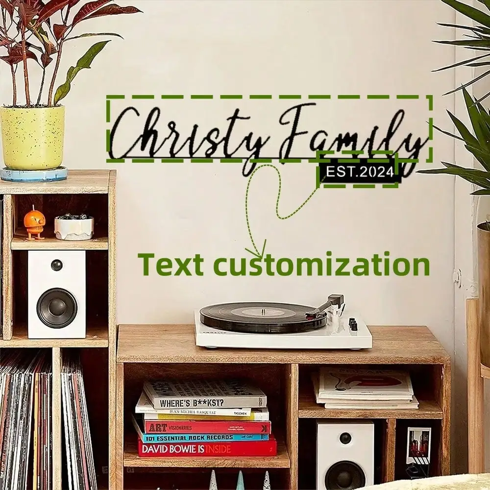 

Personalized Metal Family Name Sign Classic Calligraphy Wall Art Reusable Outdoor Holiday Home Decor