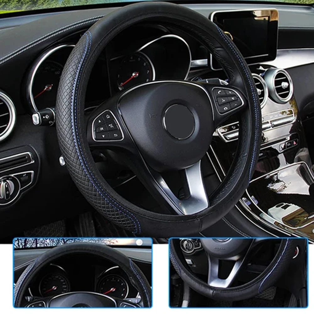 أنماط متعددة أربعة مواسم بولي Universal جلدية مرنة عجلة توجيه سيارة يغطي دون حلقة داخلية قبضة جيدة ل 15 "38 سنتيمتر