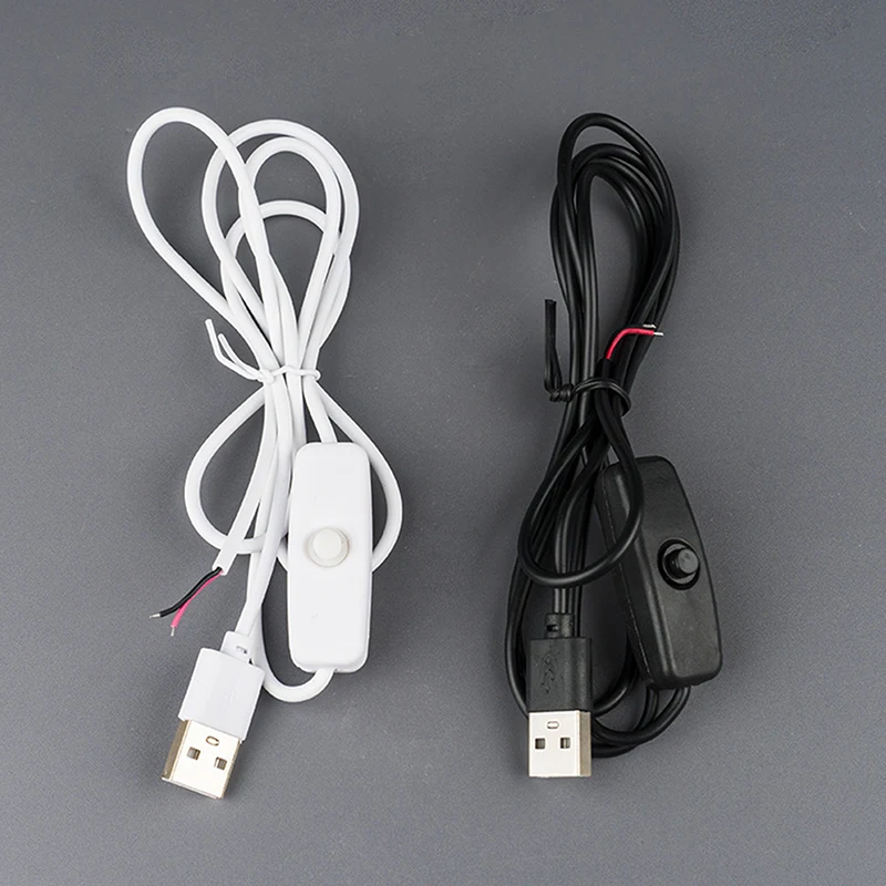 1PC 5V Switch Power Supply Wire 1M/1.5M USB Male To 2 Core Connection Cable 501 Button ON OFF 2A For LED Strip Lamp Bulb Light