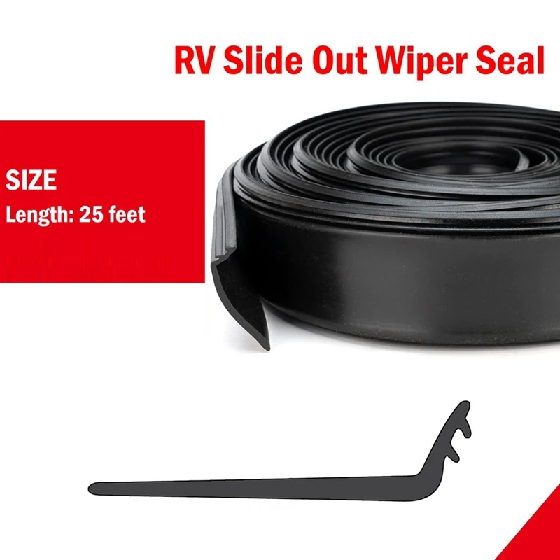 RV الشريحة خارج ممسحة ختم سدادة مطاطية الطقس تجريد ل Rvs المطاط المنزلق الختم (مشبك على) 25'