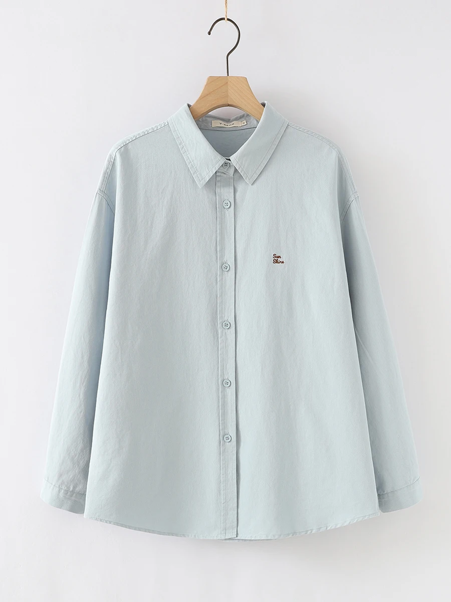 Printemps 2025 femmes coupe ample pur coton longue Sve irt brodé Floral ethnique Sle Double couche coton Tead Blouse