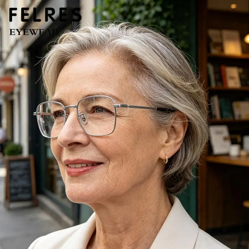 High Strength+6.5 7.0 7.5+8.0 Blue Light Blocking Reading Glasses Men Women Metal Square Optical Clear Presbyopic Eyewear Reader