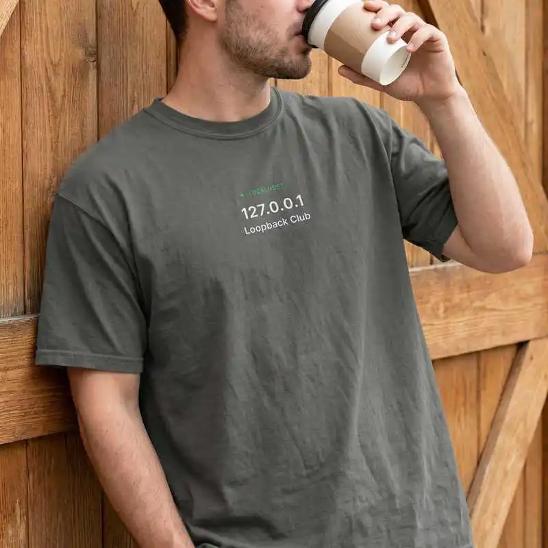 Localhost Loopback Club Tee 127.0.0.1 Minimal Developer Shirt System Admin Linux Programmer Tech Humor Hacker Coding Gift Tee