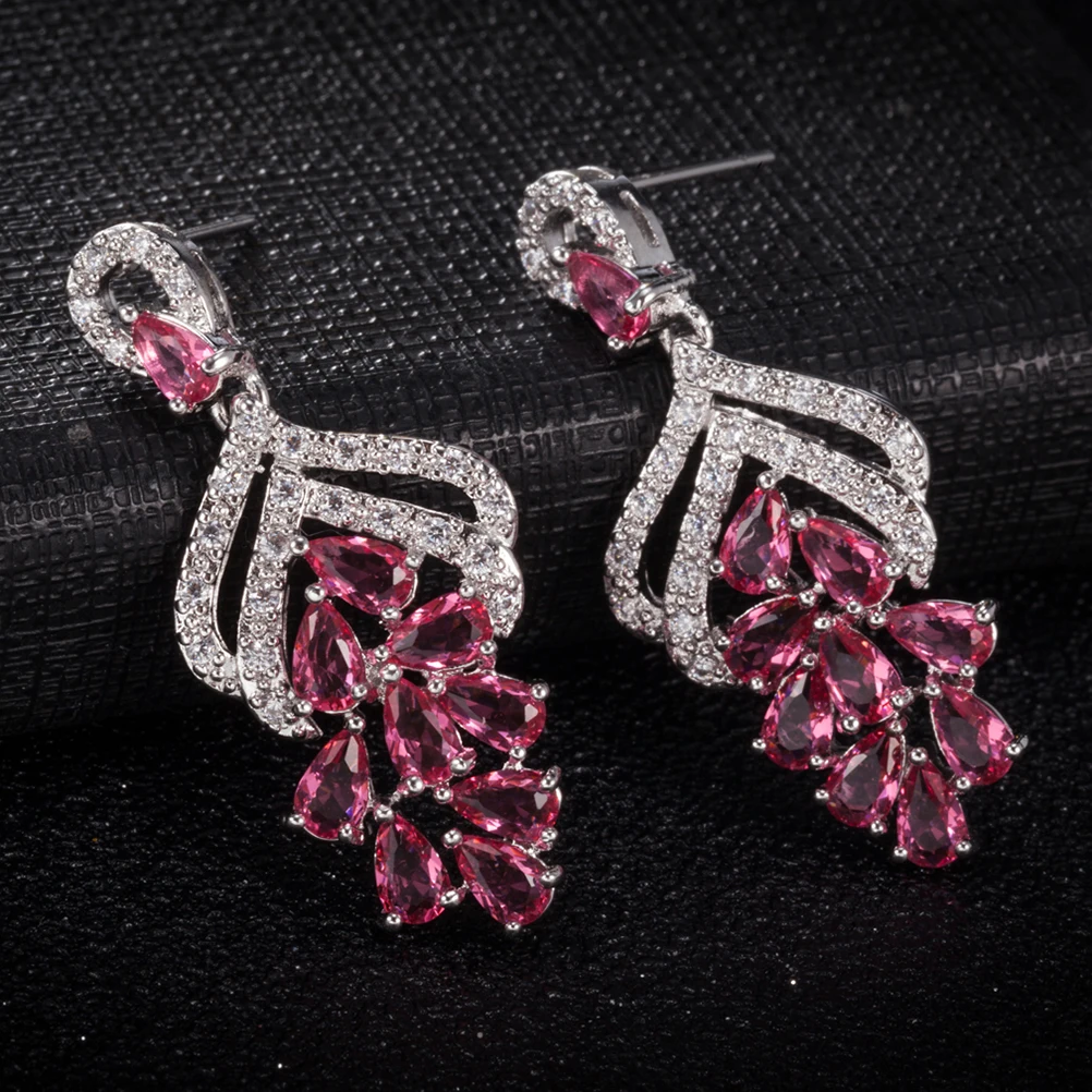 

Women Pink Zircon Stud Earrings Ladies Gifts Micro-clayed Jewelry Birthday