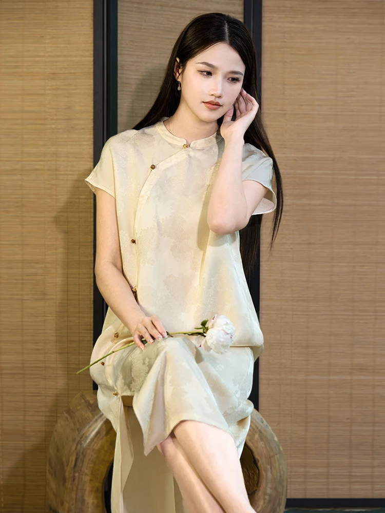 

Летнее платье оригинального дизайна свободного кроя Dr National Sle с улучшенной высококачественной шелковой вышивкой, винтажное платье миди Sle