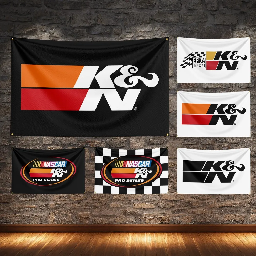 

K&N Racing Car Flag Polyester Digital Printing Cars Flagge Banner For Decoration