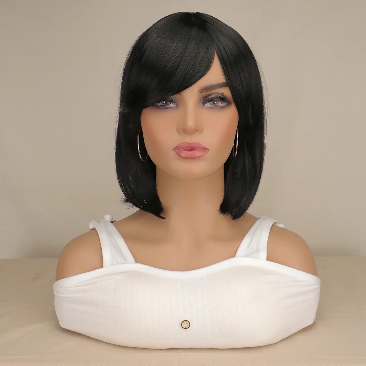 

30 cm/12 Inch Short Synthetic Hair Straight Short Bob Wig Black Women Daily Use Short Bob Straight Wigs Party Cosplay
