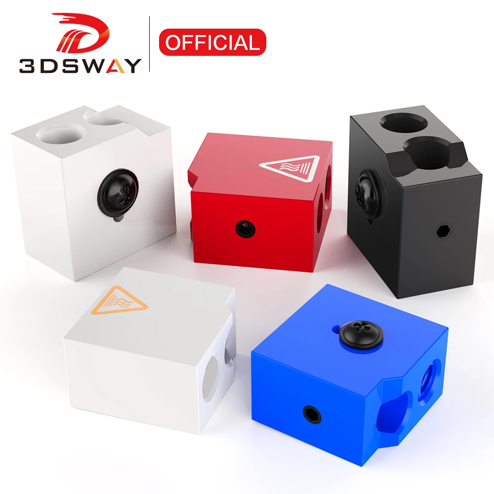 3DSWAY 3D Printer Parts Heater Block e3d v6 Hotend Volcano v2 Heat Block Extruder J-head Aluminium Heating Block Silicone Socks