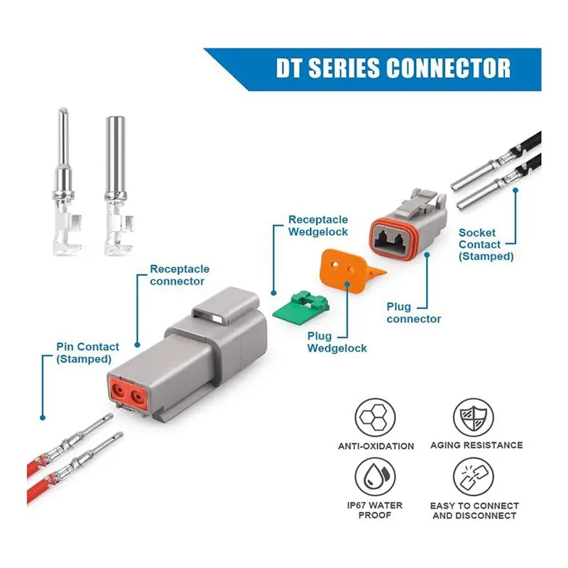 ABSE 60 Kits DT Series Connector Kit, 2 3 4 6 8 12 Pin, IP68 Waterproof Automotive Electrical Connectors, with 375 Pairs