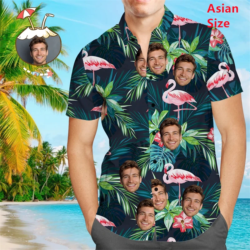 

Funny Custom Image Graphic Man Shirts Clothes Hawaii Diy Photo 3D Print Female Lapel Blouse Personalized Design Short Sleeve Top