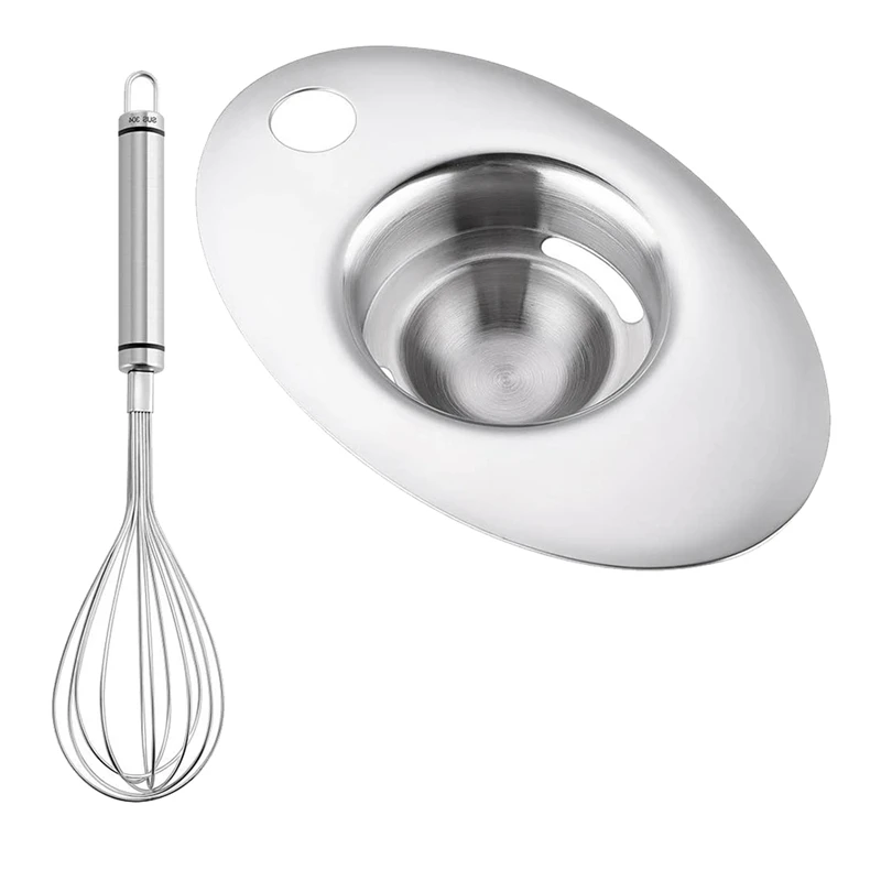 Egg Separator With Whisk , Stainless Steel Egg White Yolk Separator,Wire Whisks,Egg Seperater,Kitchen Cooking Gadgets