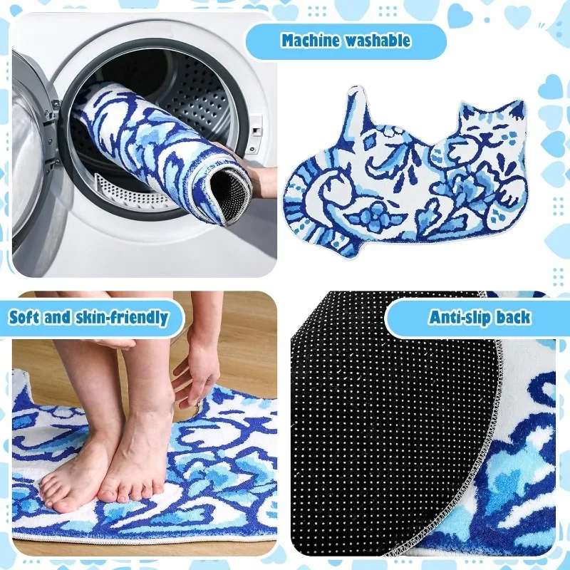 Cat shaped bathroom carpet 23 inches x 32 inches home decor carpet anti slip absorbent carpetGoods in stock