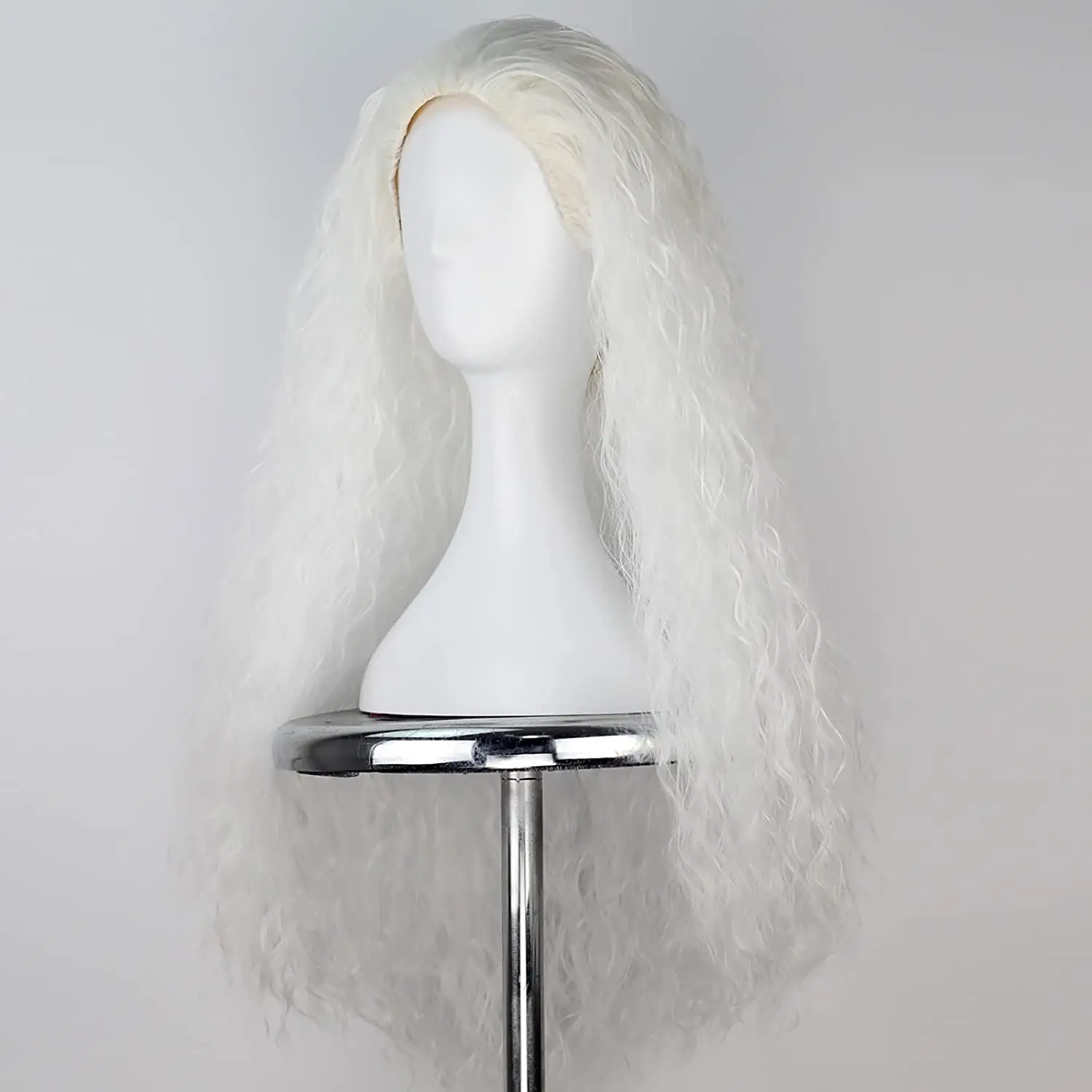 Perruque synthétique longue ondulée pour filles, cheveux blancs crépus naturels, perruque de grand-mère, Costume de Cosplay de princesse pour