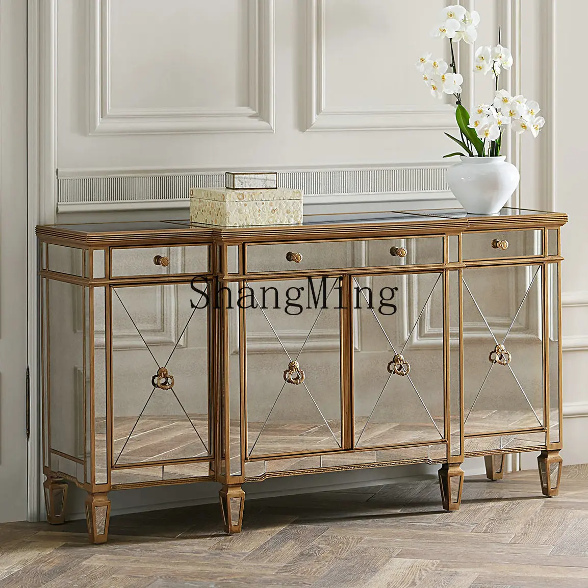 

CL Side Cabinet Shelf Light Wine Cabinet Integrated Wall Foyer Living Room Modern Mirror Entrance