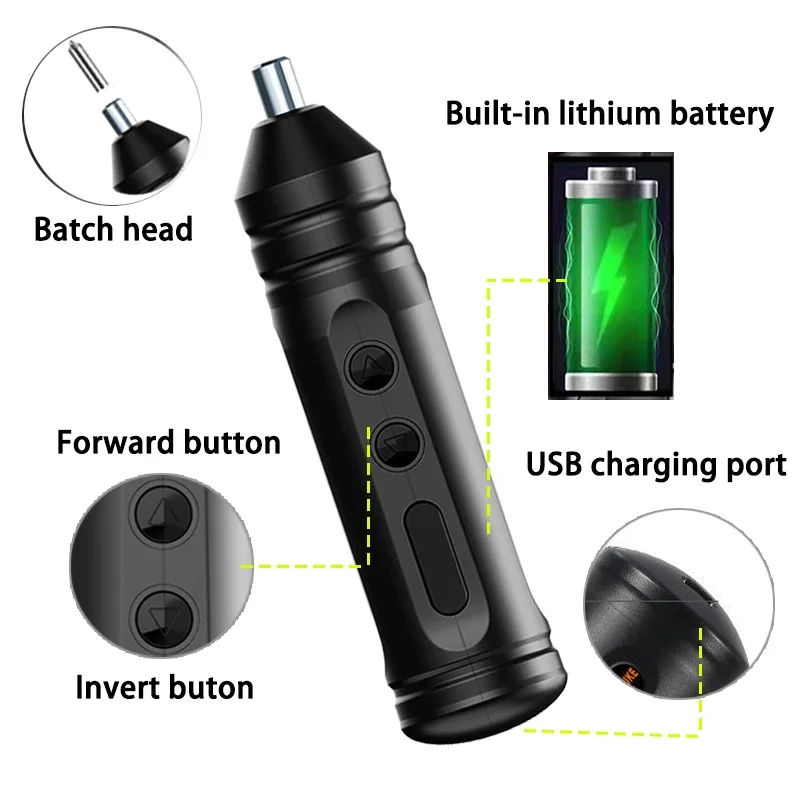 Portable Mini Electric Screwdriver Smart Cordless Automatic Screwdriver Multi-function Bits Portable Power Tools Set with Bits