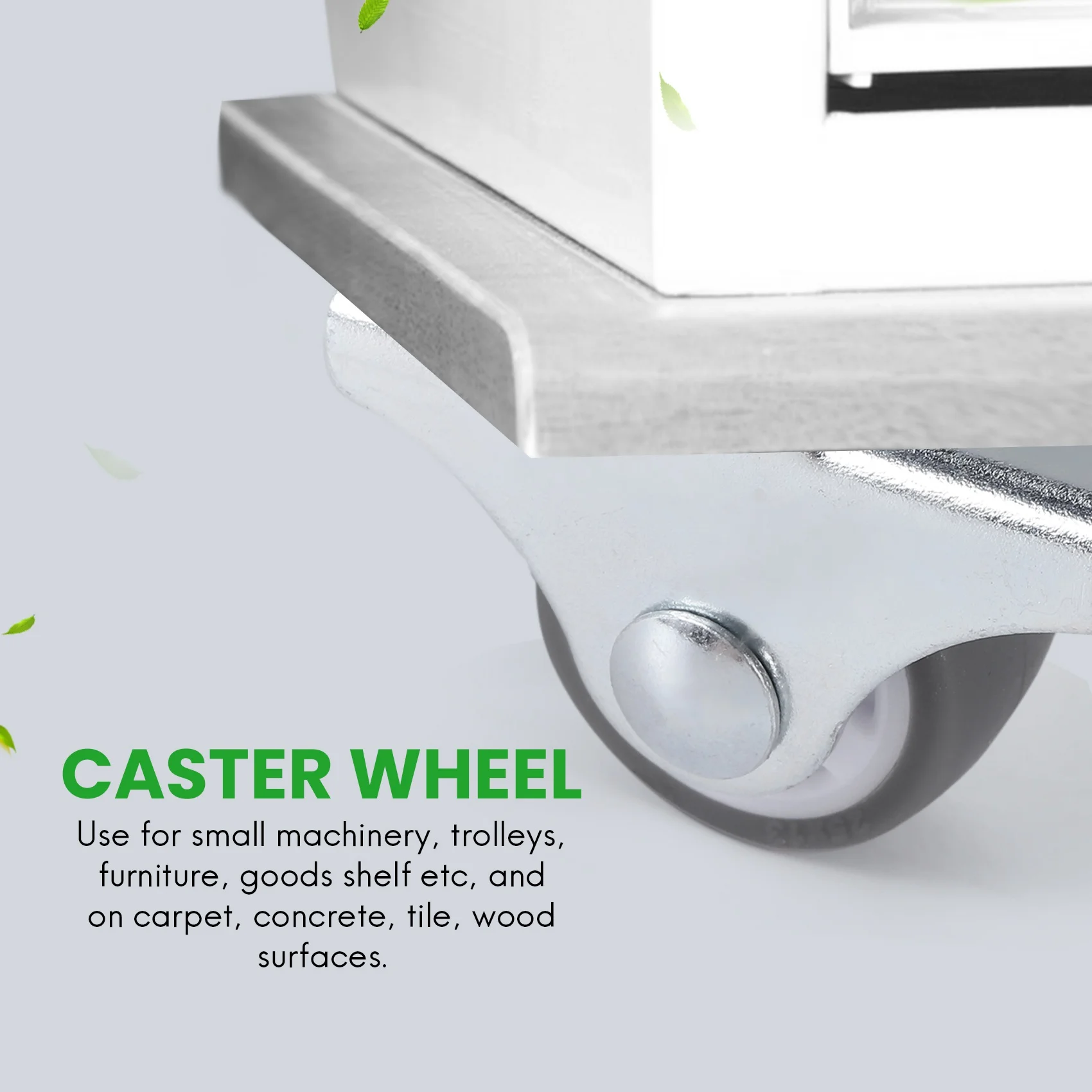 DT19-8PCS TPE Caster Wheels Duty Fixed Casters With Rigid Non-Swivel Base Ball Bearing Trolley Wheels Top Plate 1 Inch