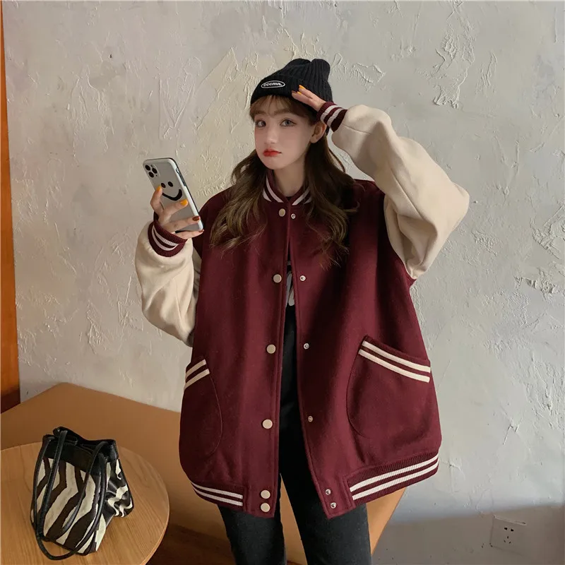 ZOUXO Jackets for Women 2024 Spring Autumn Hiphop Baseball Jacket Kpop Loose Vintage Coat