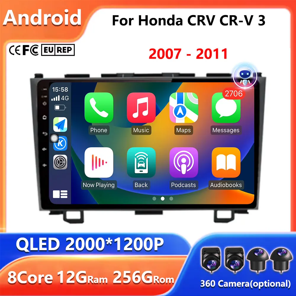 

For Honda CRV CR-V 3 2007 - 2011 Android System Wireless Carplay Car Radio Multimedia Player WiFi Touch Screen 4G BT Head Unit