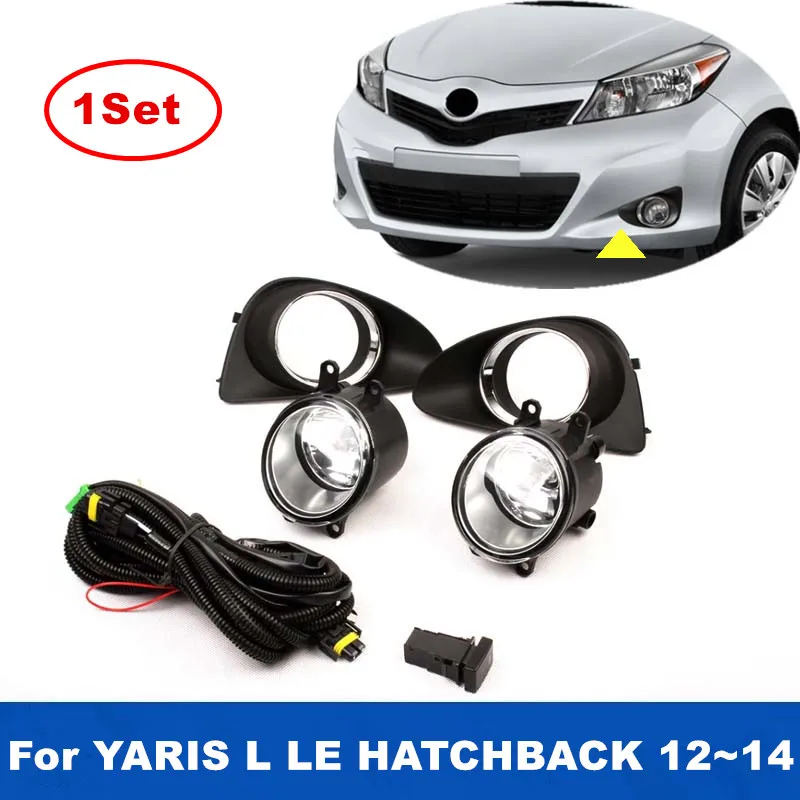 1Set Car Front Bumper Replacement Fog Lamp Assembly Upgrade Kit ForTOYOTA YARIS HATCHBACK VITZ 2012 2013 2014 With Switch Wiring