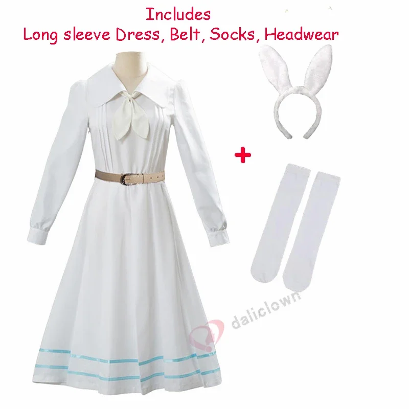QQ8 New Anime Cosplay Beastars Haru Costume Lolita Dress Wig Ears Women Japanese School Uniform White Rabbit Halloween Costu5Lk￥