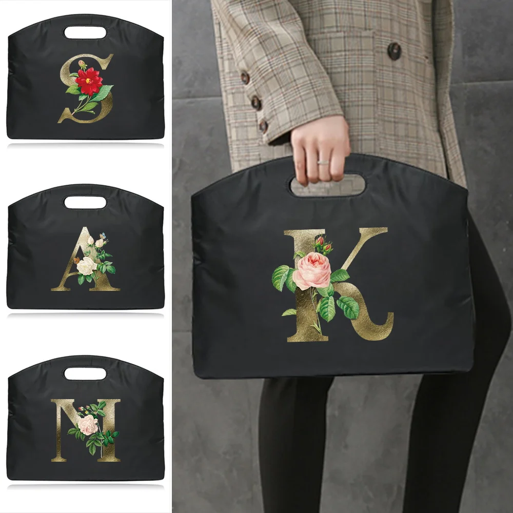 

Attache Case Handheld Briefcase Commuting Portable Business Office Bag Golden Flower Series Business Laptop Bags Storage Pack