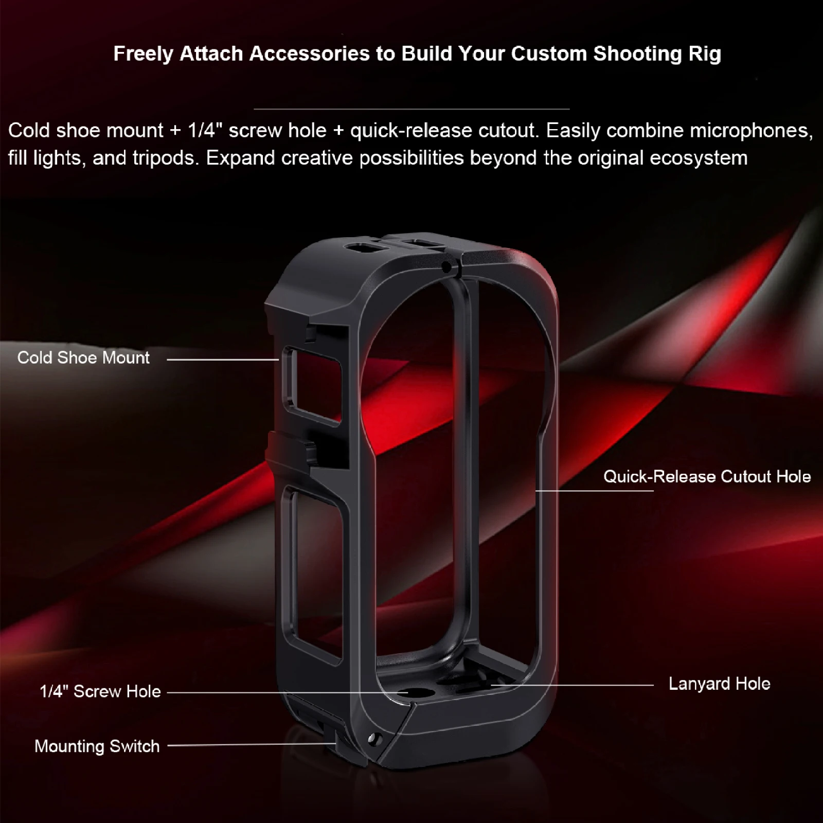 

For DJI Osmo Nano for DJI Mic Aluminum Alloy Cage with a 1/4" Threaded Hole/Quick Release Mount for DJI/Cold Shoe Mount