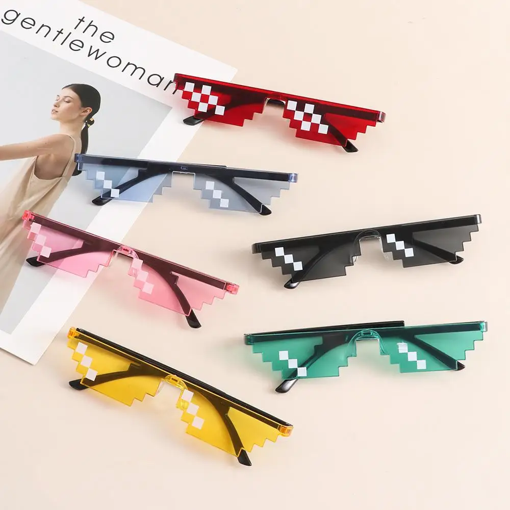 Gift Halloween Pixelated Mosaic Glasses Cosplay Funny Party Glasses Novel Shades for Men & Women