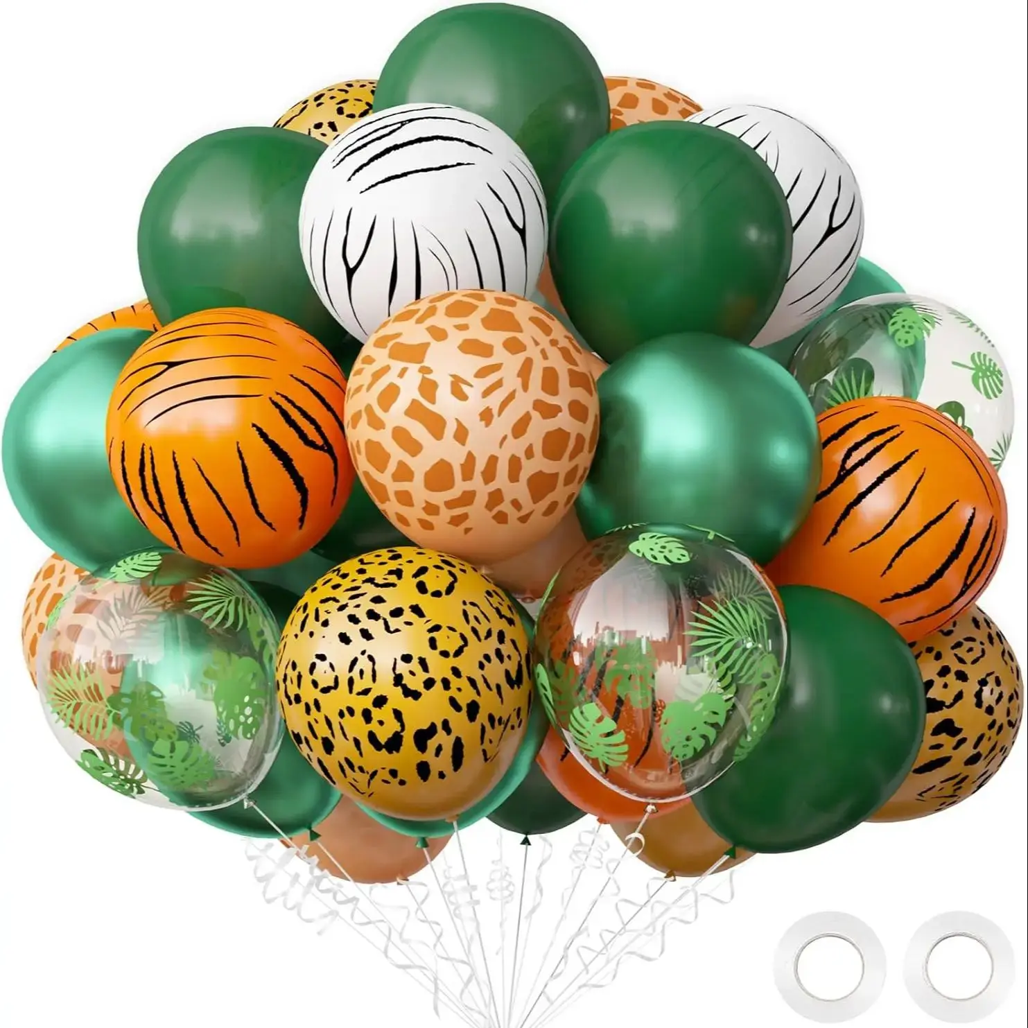 40 Stück Luftballons mit Dschungel-Safari-Tiermuster, Salbeigrün, olivgrün, Latexballons für Tropical Wild One, Kindergeburtstag, Babyparty – Detail 1