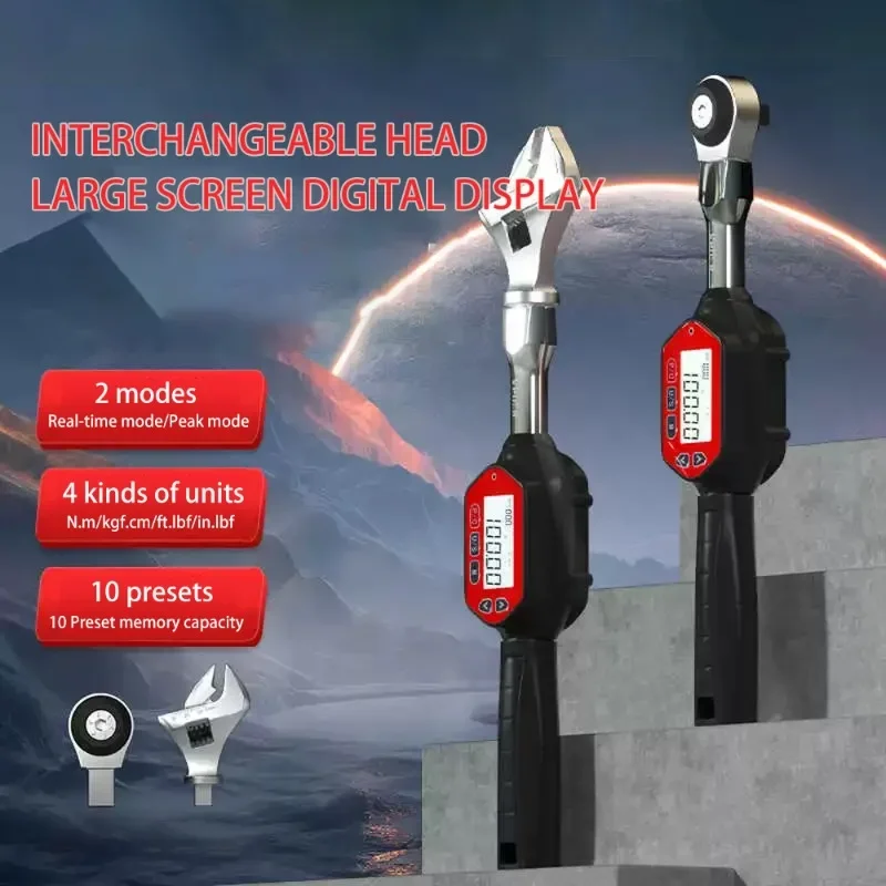 Digital Torque Wrench 3-100 Nm High Precision Preset Adjustable Auto Repair Wrench Electronic Jaw Opening Torque Buzzer Tolls