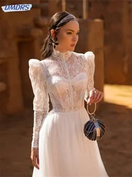 Vestido De Novia elegante De manga larga, encantador vestido De Novia De corte a, vestido clásico De encaje hasta el suelo, Vestidos De Novia 2024