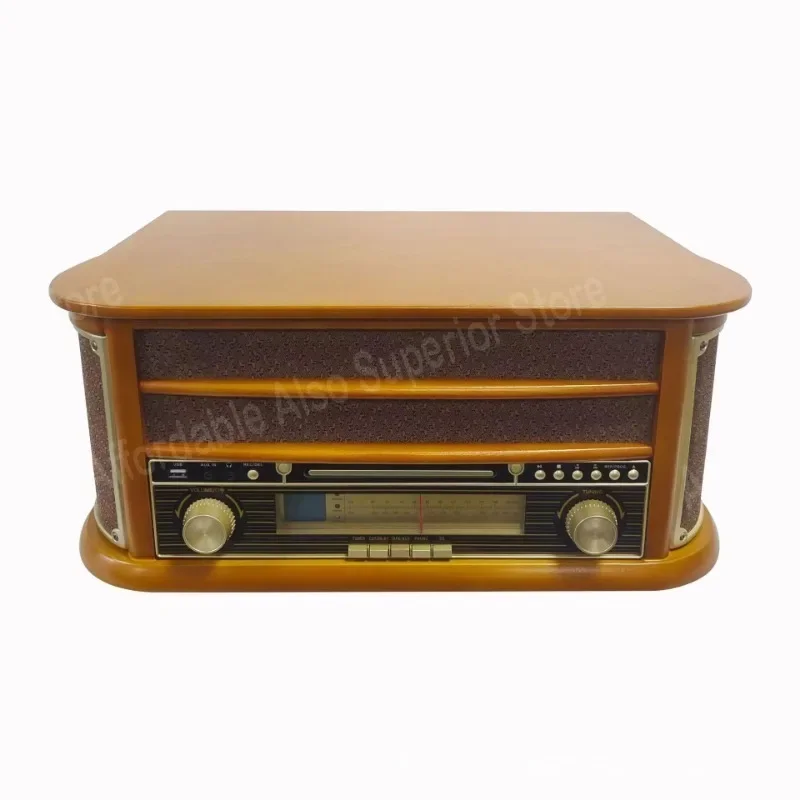 Classic Multifunctional Desktop Vinyl Record Player Classic CD Player Bluetooth Retro FM Radio Integrated Tape Player