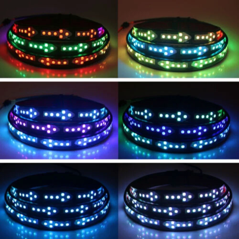 12V24V Car Dynamic Streamer Colorful Light Signal Arrow Fish Bone Pickup Turn Warning Light LED Strip Truck Light RGB Waterproof