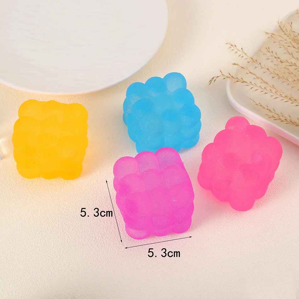 Trending Colorful Cube Squish Toy, Soft Jelly Squeeze Stress Relief Fidget Toy, Sensory for Kids & Adults Party Gift