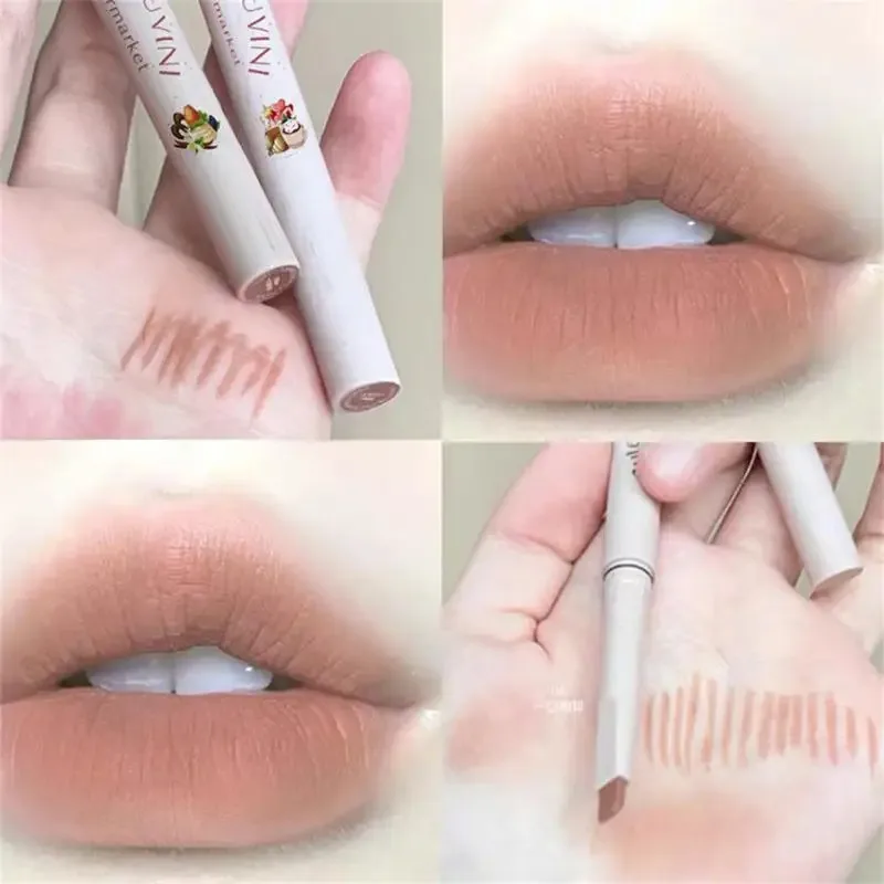 Penna per labbra rotante automatica Kit per trucco per rossetto opaco impermeabile Matita per contorno labbra a lunga durata per donne e ragazze