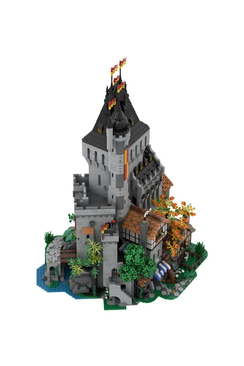 Gobricks MOC Medievale The Lion Knights High Tower Building Blocks Modello Castello Medievale Architettura Mattoni Assemblaggio Giocattoli Regali