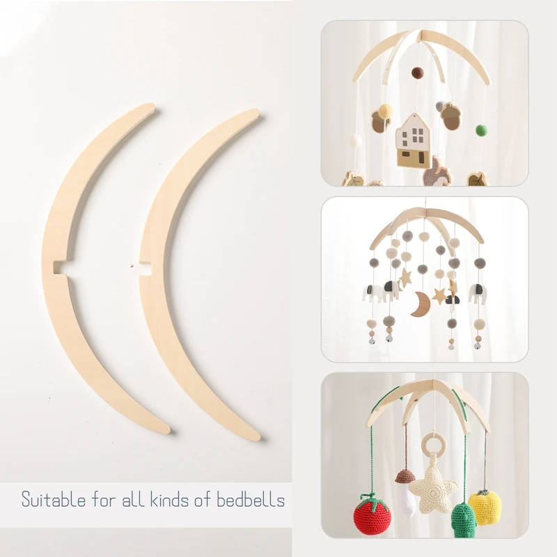 Let's Make Baby Wooden Bed Bell Bracket Mobile Rattle Toys 0-12 Months For Newborn Hanger Baby Crib Wood Toy Holder Arm Bracket