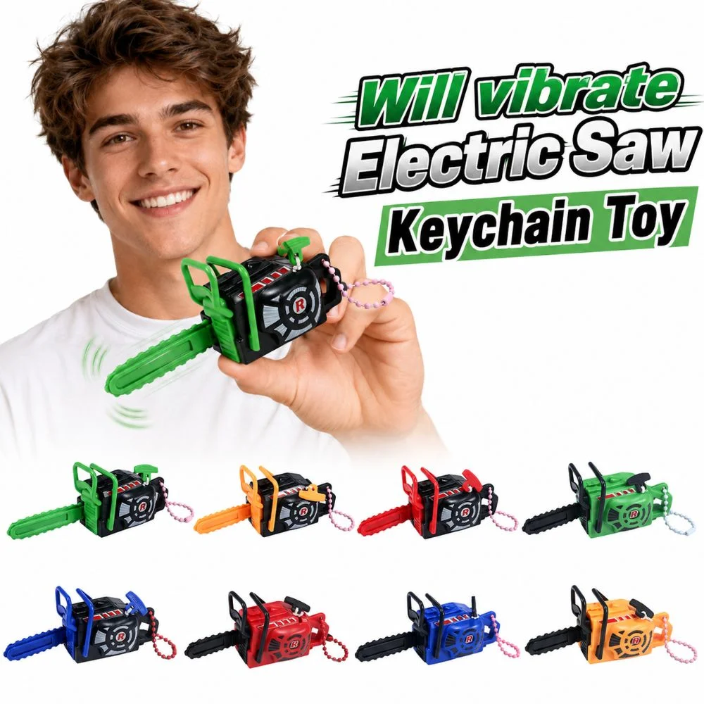 Plastic Electric Saw Keychain Toy Clockwork Pull Rope Power Saw Bag Pendant Realistic Portable Logging Saw Toy