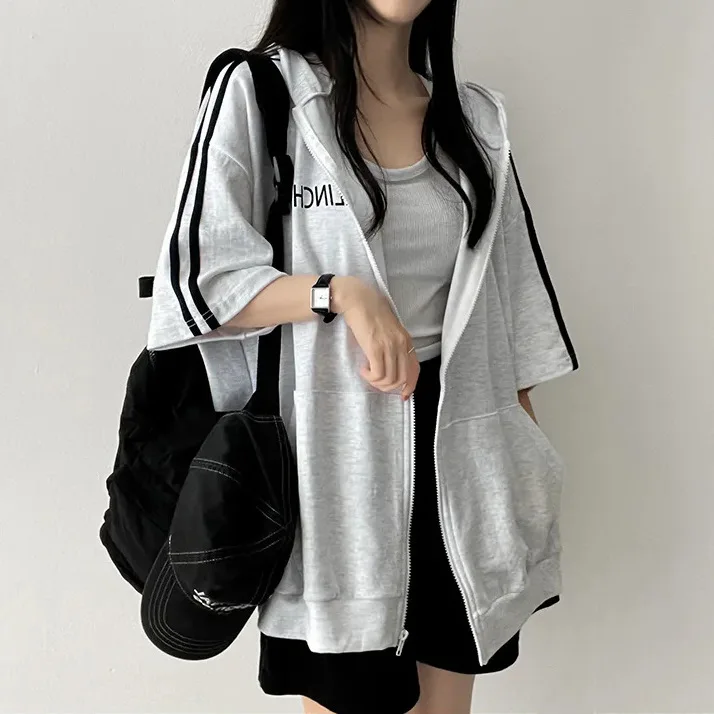 

Fall Hoodie Women's Zipper Jacket Spring Autumn 2025 Harajuku Style Student Loose Zip-up Long Sleeve Hoodie Outerwear Cardigan