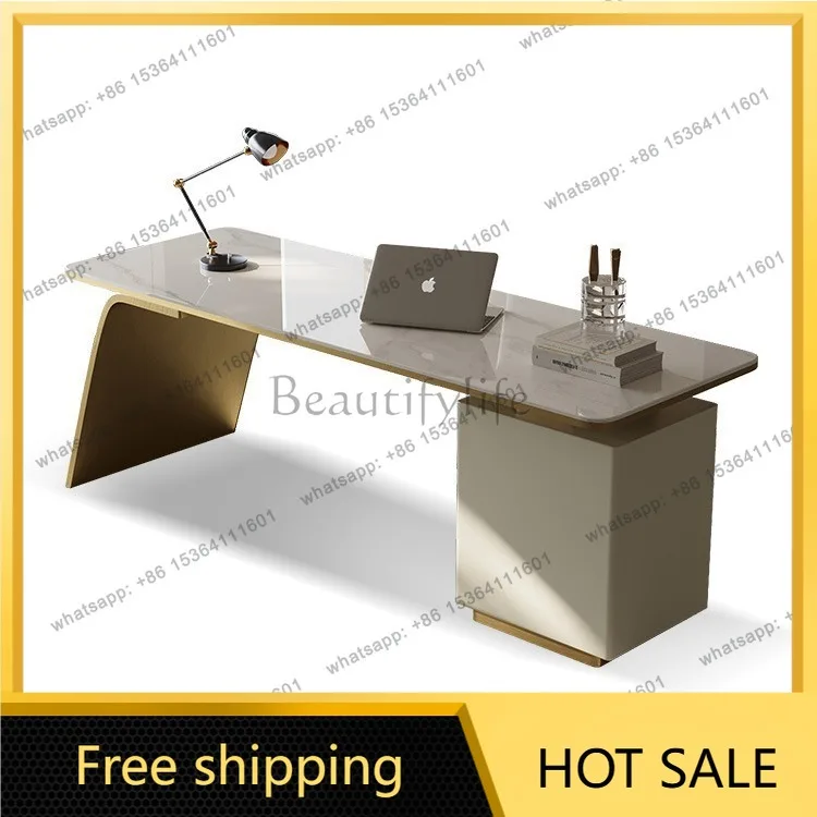 XX. Light luxury home study writing desk Italian minimalist designer computer desk integrated office desk